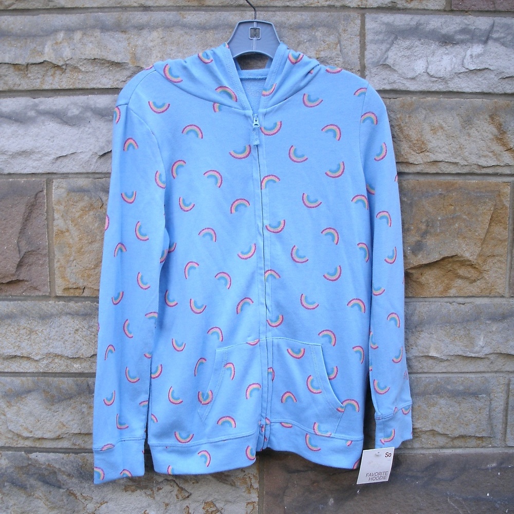 Girls Rainbow Design Hooded Sweatshirt Size 14
